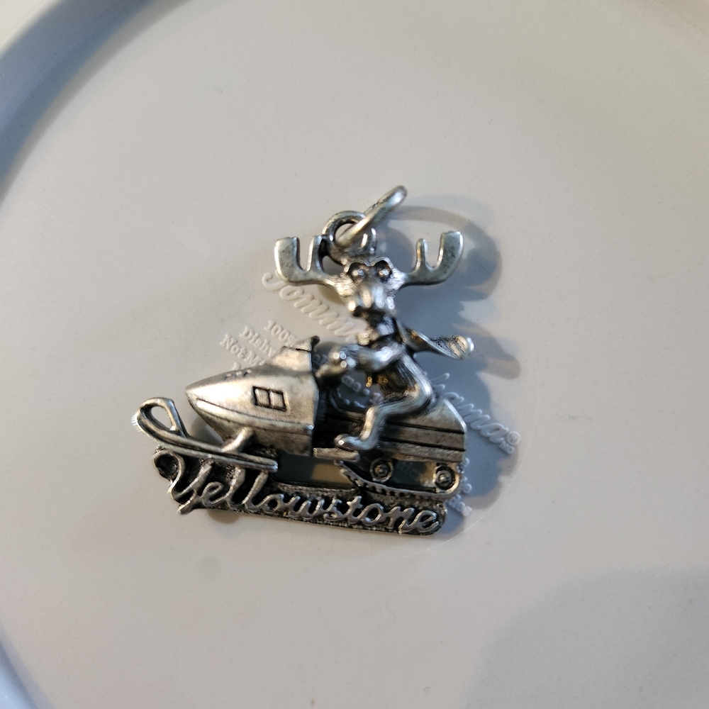 Vintage Pewter Yellowstone Moose Markie Moose Signed Charm Pendant